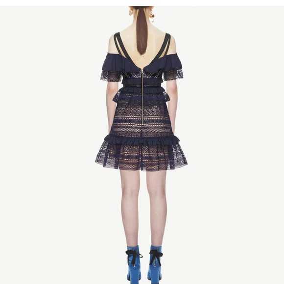 Self-portrait Navy Blue Mini Dress - Picture 3 of 12